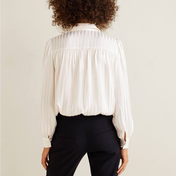 NWT Mango Satin Striped Button Down Blouse - Picture 3 of 8